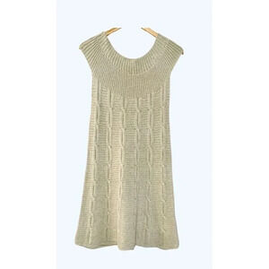 Zara Beige Cable Knit Sleeveless Knee Length Sweater Dress Women’s Medium